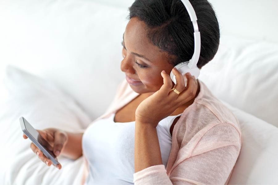 listening to podcast
