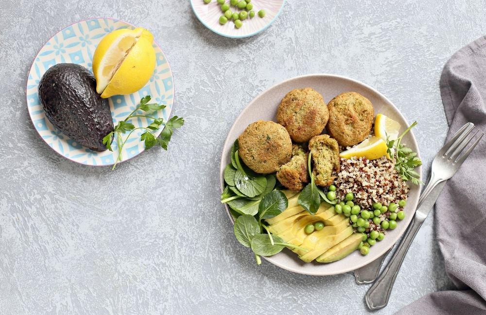 quinoa salad with vegetables - plant based food images